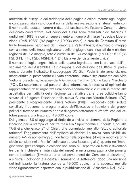 Quarant'anni di Notizie - Consiglio regionale del Piemonte