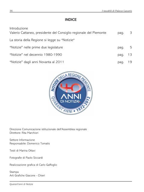 Quarant'anni di Notizie - Consiglio regionale del Piemonte