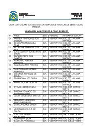 lista com o nome dos alunos contemplados nos cursos senai/ seduc ...