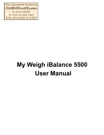 My Weigh iBalance 5500 User Manual - Scale Manuals