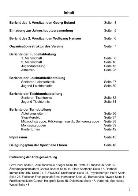 Sportspiegel - BSV Gruen-weiss-Flueren: Aktuelles