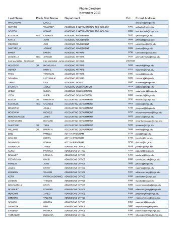 Phone Directory November 2011 - King's College