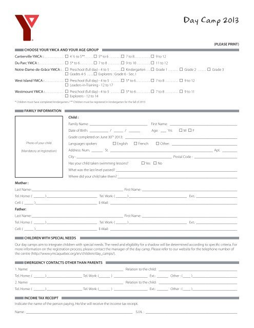 Registration Form - YMCA