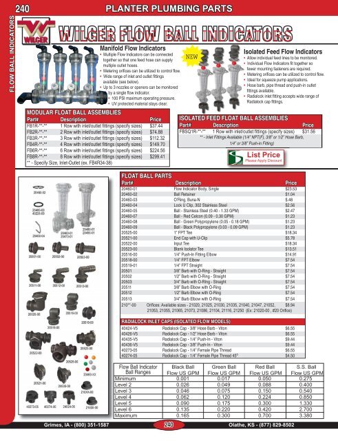 Planter Fertilizer Orifice Chart