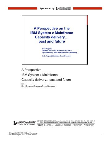 A Perspective IBM System z Mainframe Capacity deliveryâ¦past and ...