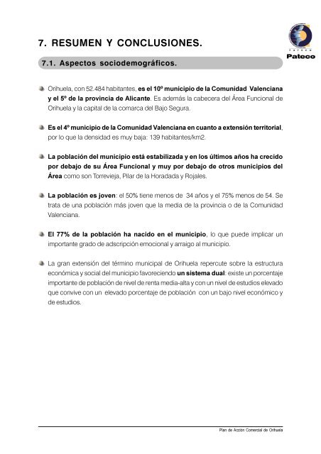 7. RESUMEN Y CONCLUSIONES. - Pateco