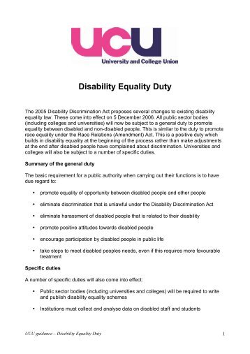 Disability Equality Duty - UCU