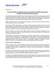 Precsion Polymer Engineering acquired by Idex ... - SW Jagels Home