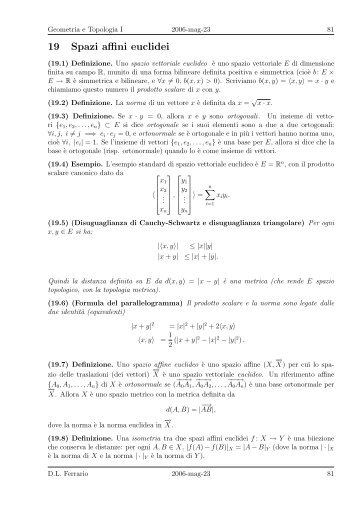 19 Spazi affini euclidei