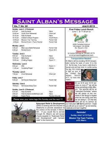 SAM for June 2 - St. Alban's Episcopal Church