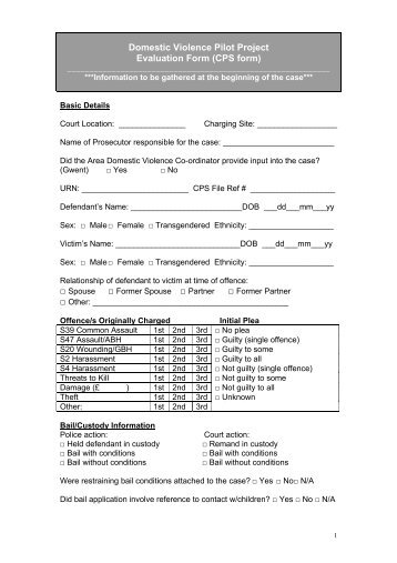 Domestic Violence Pilot Project Evaluation Form - Crown ...