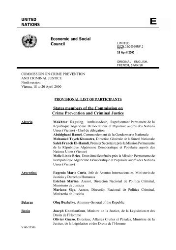 UNITED NATIONS Economic and Social Council States members of ...