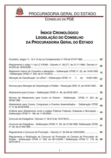 Legislação do Conselho - Procuradoria Geral do Estado de São Paulo