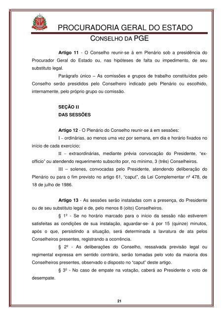 Legislação do Conselho - Procuradoria Geral do Estado de São Paulo