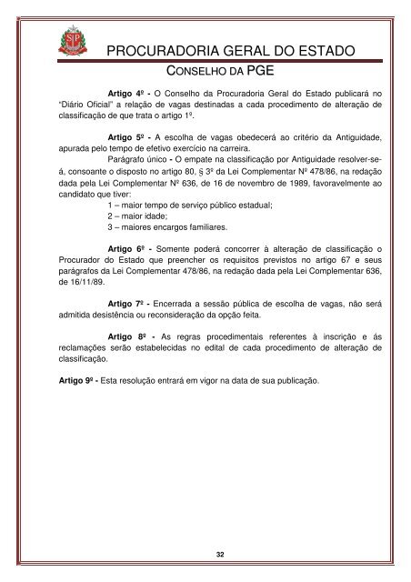 Legislação do Conselho - Procuradoria Geral do Estado de São Paulo