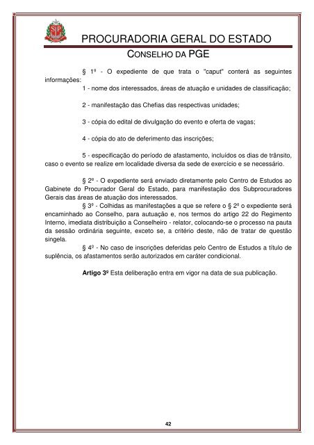 Legislação do Conselho - Procuradoria Geral do Estado de São Paulo