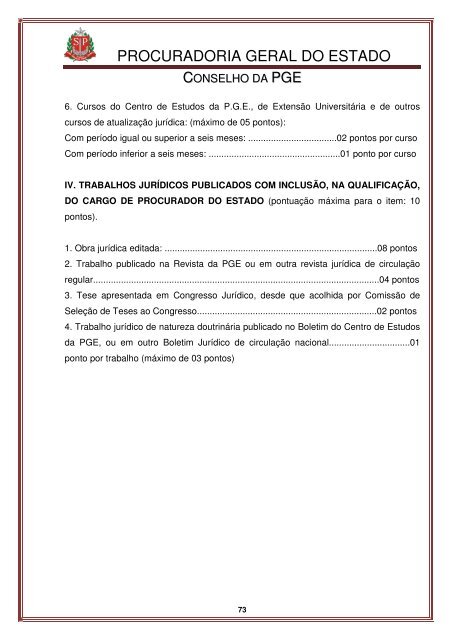 Legislação do Conselho - Procuradoria Geral do Estado de São Paulo