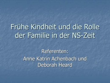 Frühe Kindheit und die Rolle der Familie in der NS-Zeit