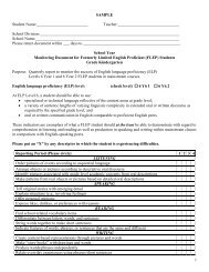 Monitoring Document for Formerly English Proficient (FLEP) Students