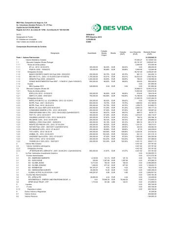 BES-Vida, Companhia de Seguros, S.A. Av. Columbano ... - FEP