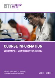 COURSE INFORMATION - City of Glasgow College