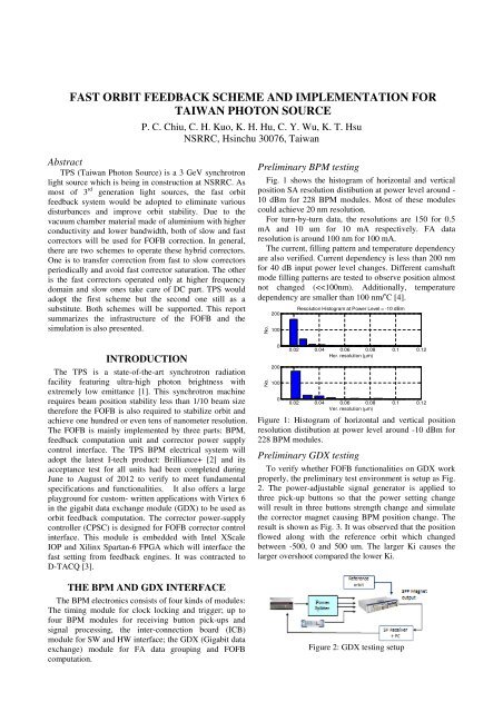 fast orbit feedback scheme and implementation for taiwan photon ...