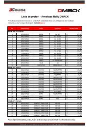 Lista de preturi - Anvelope Rally DMACK - Colina Motors