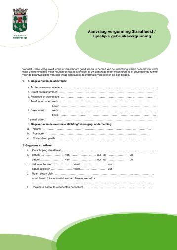 formulier aanvraag vergunning straatfeest - Gemeente Halderberge