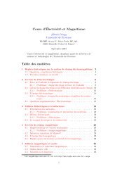 Cours d'Électricité et Magnétisme Table des mati`eres