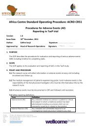 Procedure for Adverse Events (AE) reporting in TasP Trial