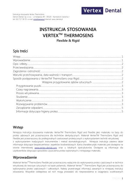 instrukcja stosowania vertextm thermosens - Denon Dental