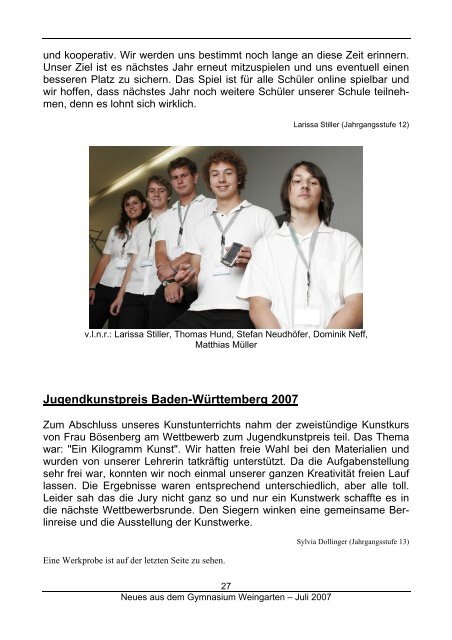 Juli 2007 - Gymnasium Weingarten