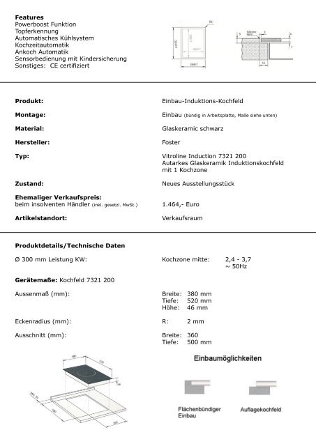 Foster Induktions- kochfeld 7321 200