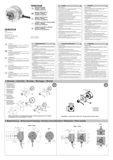 3. Montage Assembly Montage Montaggio ... - Hengstler GmbH