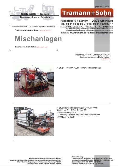 Mischanlagen - Mobil oder StationÃ¤r In unserer ... - Tramann.de