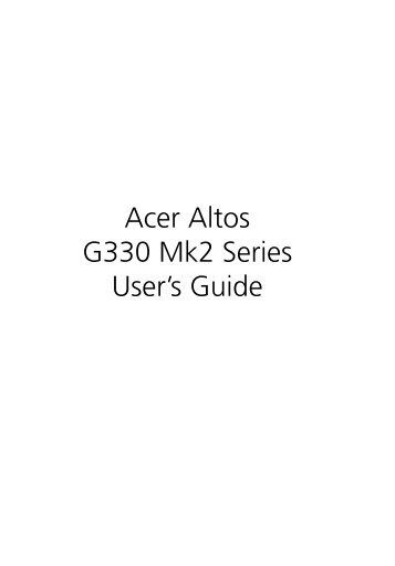 Acer Altos G330 Server Series User's Guide - Warranty Life