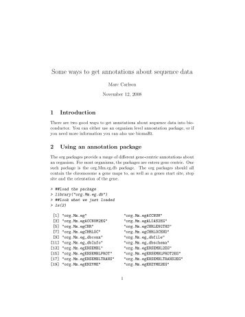 Annotation of Sequencing Data - Bioconductor