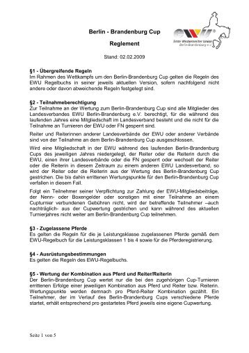 Berlin - Brandenburg Cup Reglement