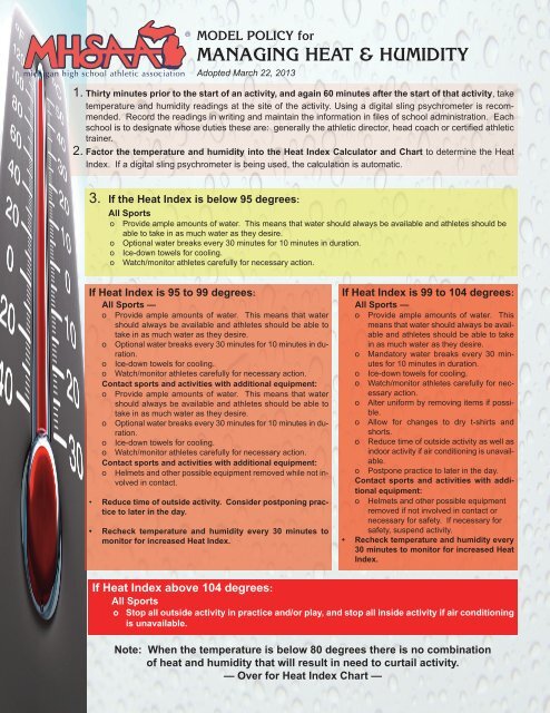 Heat Index Chart Sports