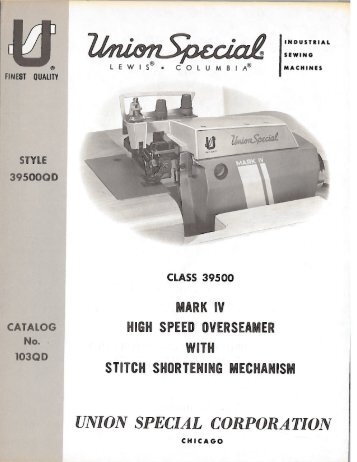 Parts book for Union Special 39500QD - Superior Sewing Machine ...