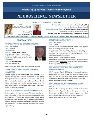 Vol.26 Num(9) - Program in Neuroscience, University of Toronto