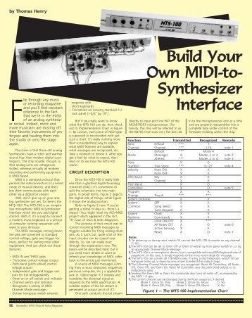 Build Your Own Midi to Synthesizer Interface - Nuts & Volts Magazine