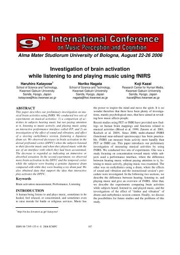 Investigation of brain activation while listening to ... - Prof. Marco Costa