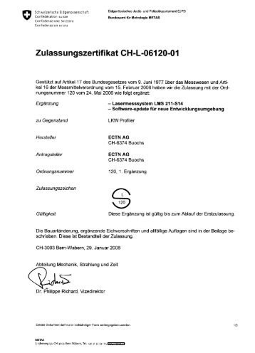 Zulassungszertifikat CH-L-06120-01 - LegNet - METAS