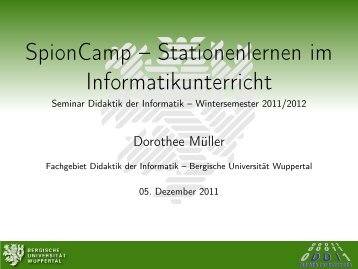SpionCamp -- Stationenlernen im Informatikunterricht - Seminar ...