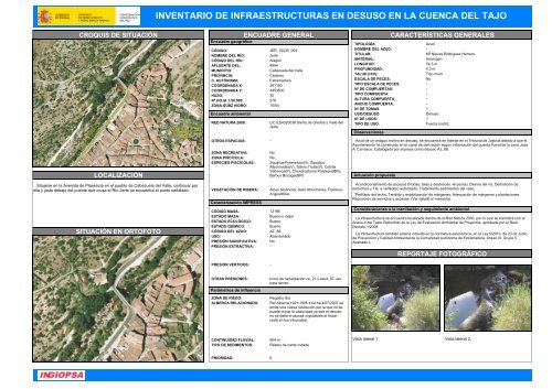 inventario de infraestructuras en desuso en la cuenca del tajo