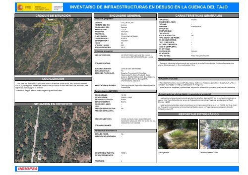 inventario de infraestructuras en desuso en la cuenca del tajo