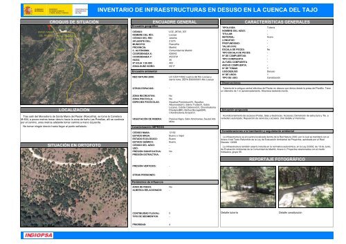 inventario de infraestructuras en desuso en la cuenca del tajo