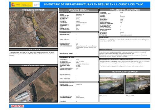 inventario de infraestructuras en desuso en la cuenca del tajo