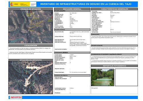 inventario de infraestructuras en desuso en la cuenca del tajo